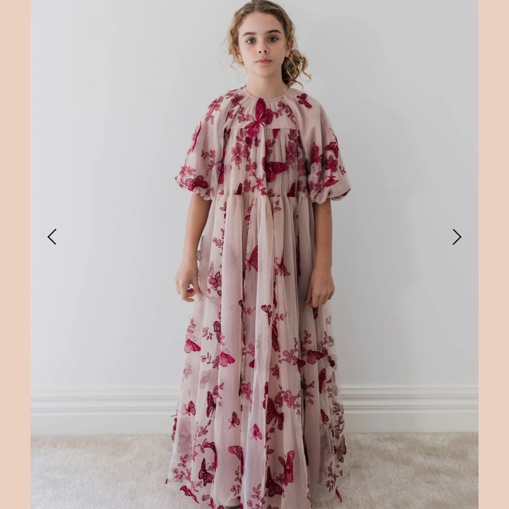 Elegant Pink Floral Kids Formal Dress